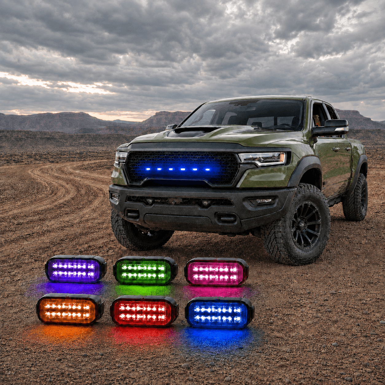 Universal 6PCS Clip on Car LED RGB Front Grille Lights