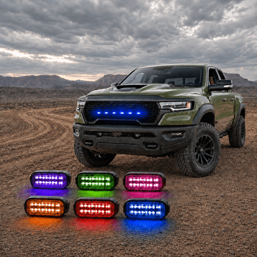 Universal 6PCS Clip on Car LED RGB Front Grille Lights